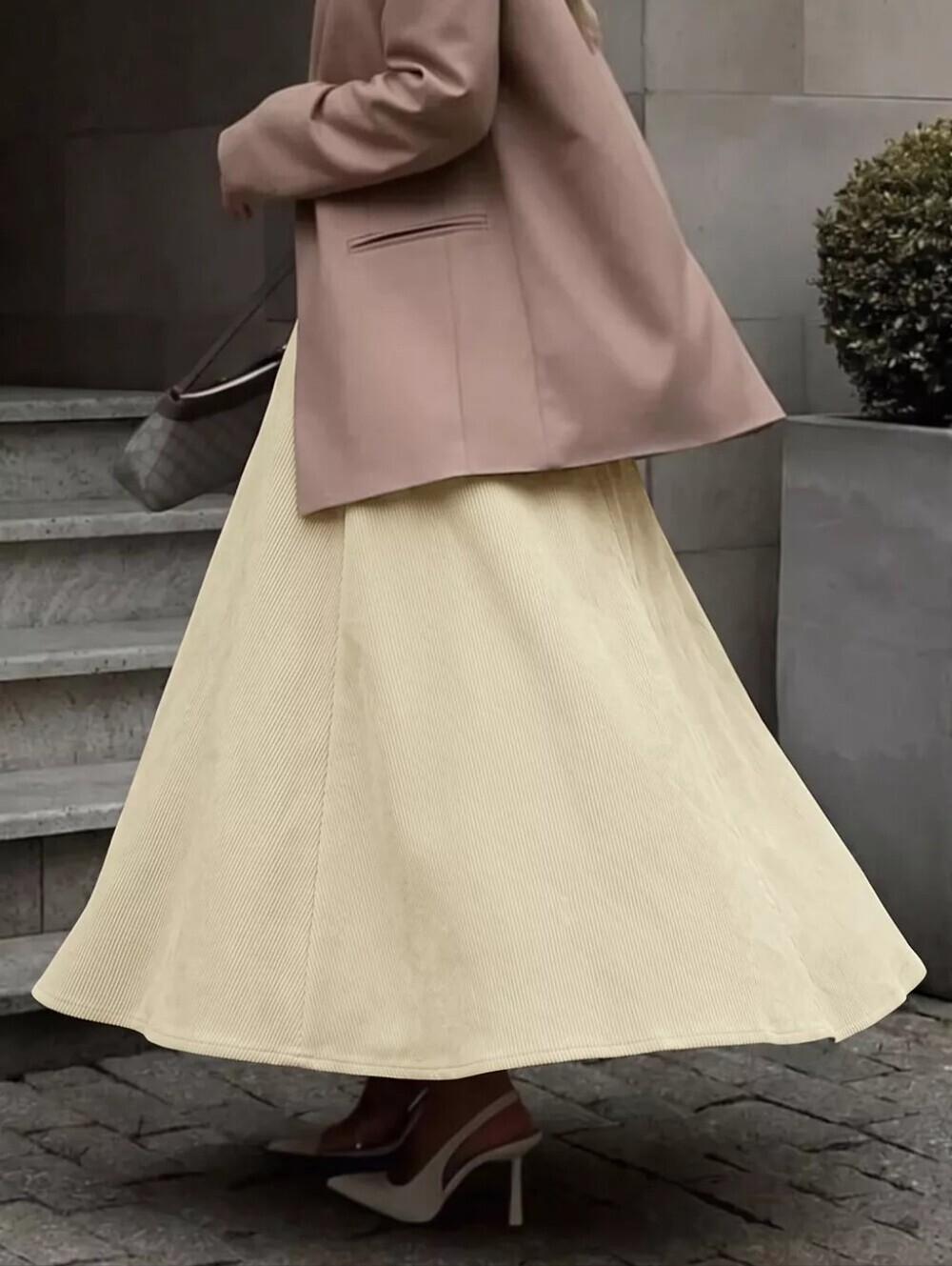 High Waist Pleated Midi Skirt - Picture 6 of 13